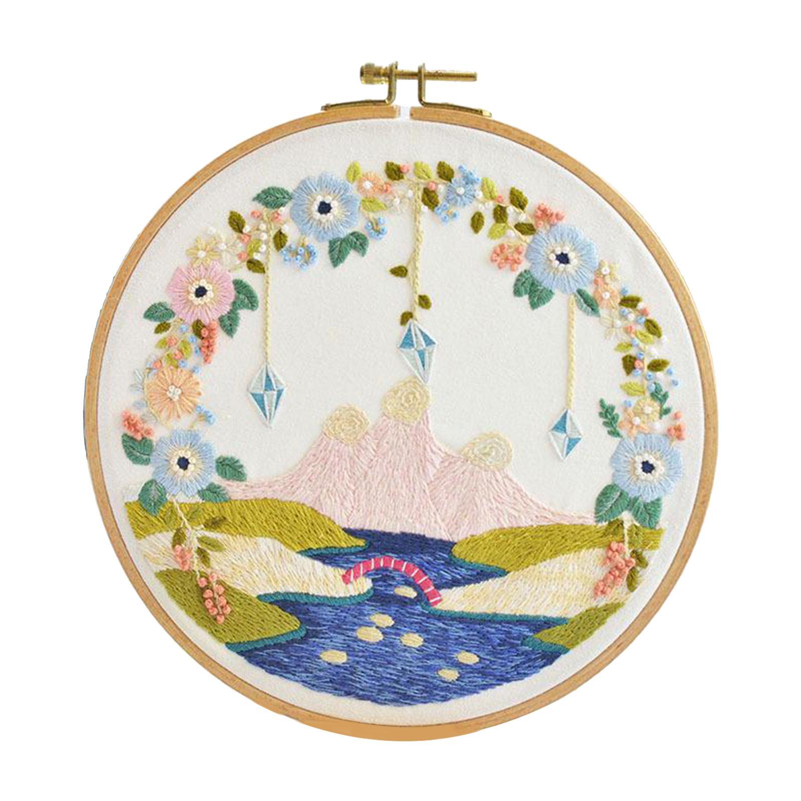 Funny Embroidery Starter Kit Cross Stitch Kit Include Embroidery Clothes with Color Threads and Tools for Beginners