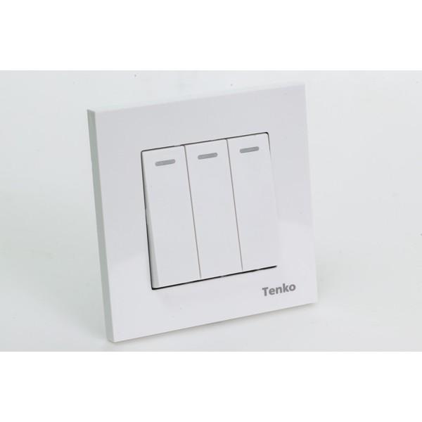 Công tắc âm tường 3 nút nhựa Acrylic Cao Cấp Tenko TK-F66-B-03 – Đế Vuông