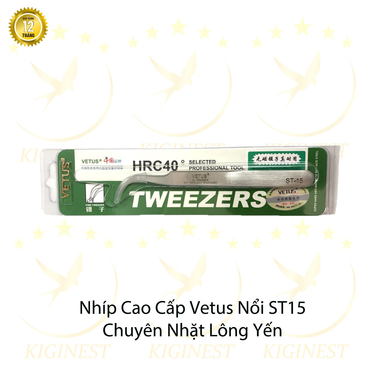 NHÍP THỢ XỊN CHỮ NỔI CAO CẤP VETUS ST_15 CHẤT LƯỢNG CHUYÊN NHẶT LÔNG YẾN NỐI MI VÀ GẮP LINH KIỆN ĐIỆN TỬ GỌN NHẸ