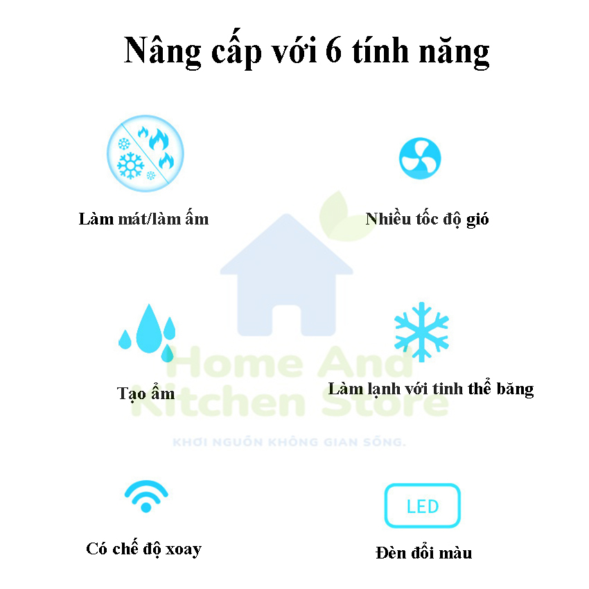 Quạt hơi nước - quạt không cánh 2 chiều CÓ ĐIỀU KHIỂN + GEL ĐÁ, ĐÈN LED, quạt điều hòa hơi nước, quạt sưởi không cánh đa năng