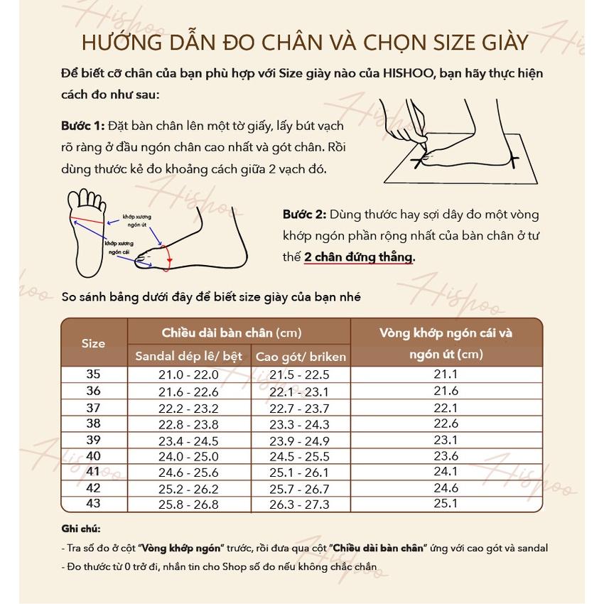 Dép cao gót nữ 7p đế nhọn mũi vuông 2 quai ngang chính hãng Hishoo S003