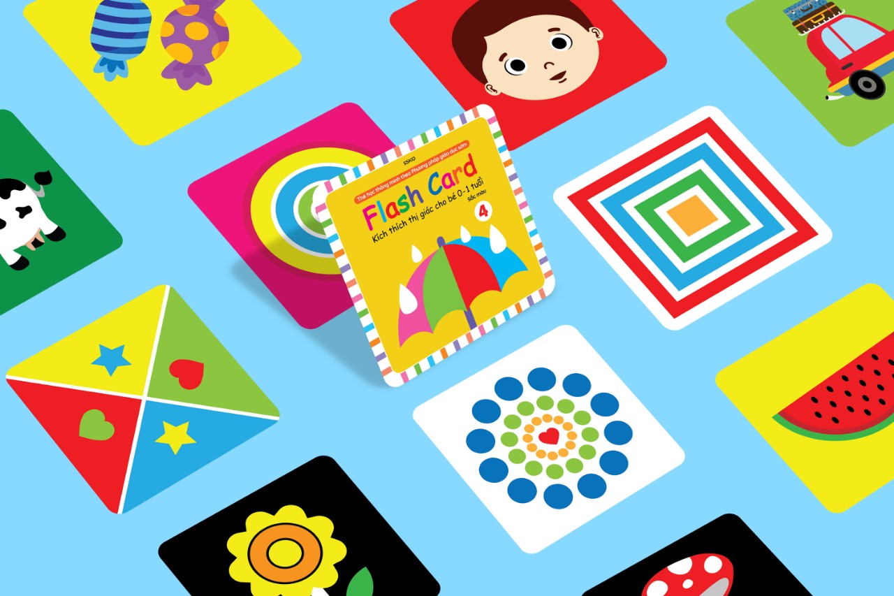 Flashcard Kích Thích Thị Giác (Dành Cho Trẻ Từ 0 Đến 1 Tuổi +) 4 Chủ Đề - KT 21x21 cm - 80 Thẻ