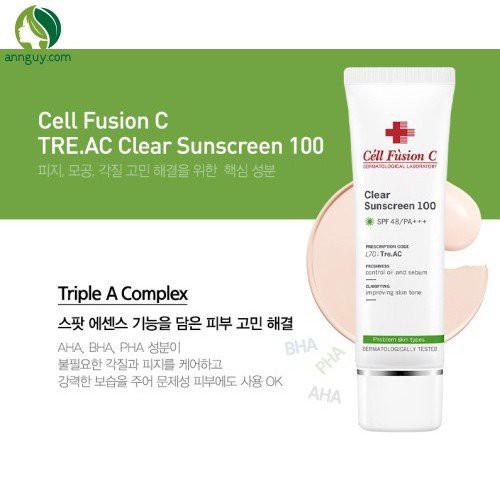 Kem Chống Nắng Dành Cho Da Dầu Cell Fusion C Clear Sunscreen 100 SPF 48/PA+++