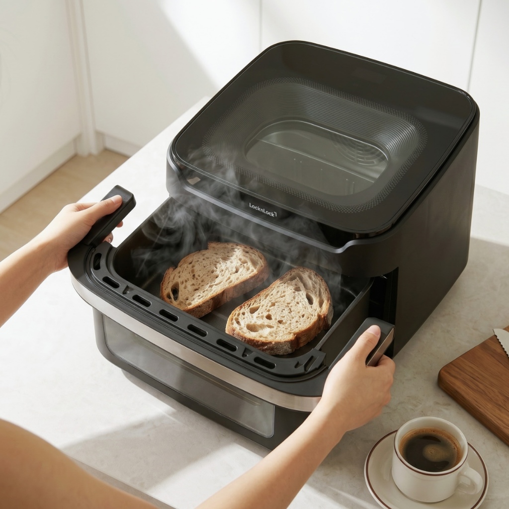 Nồi Chiên Không Dầu 2 Mặt Kính LocknLock Dual Visible Air Fryer EJF398BLK 10L - Màu đen - Hàng Chính Hãng - JoyMall