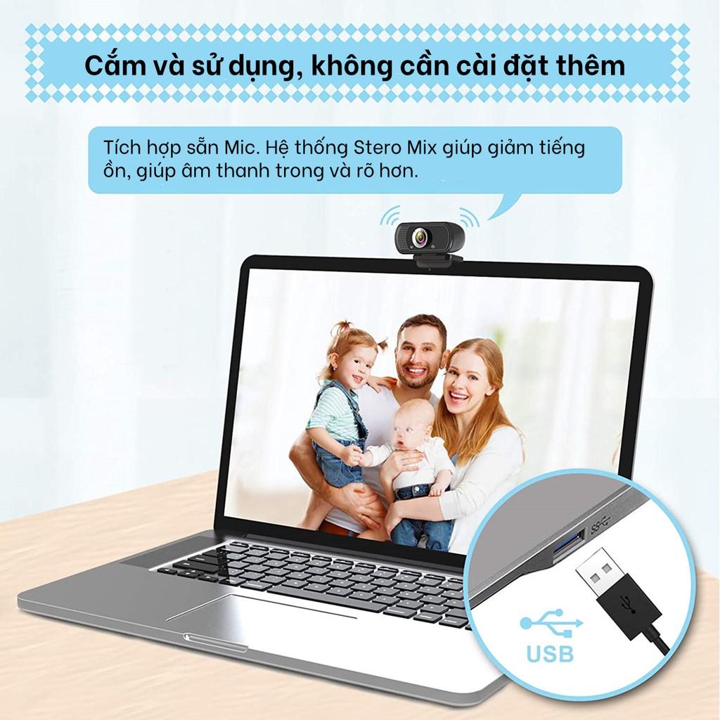 Webcam máy tính FullHD 1080p siêu nét tích hợp mic chống ồn bảo hành 12 tháng