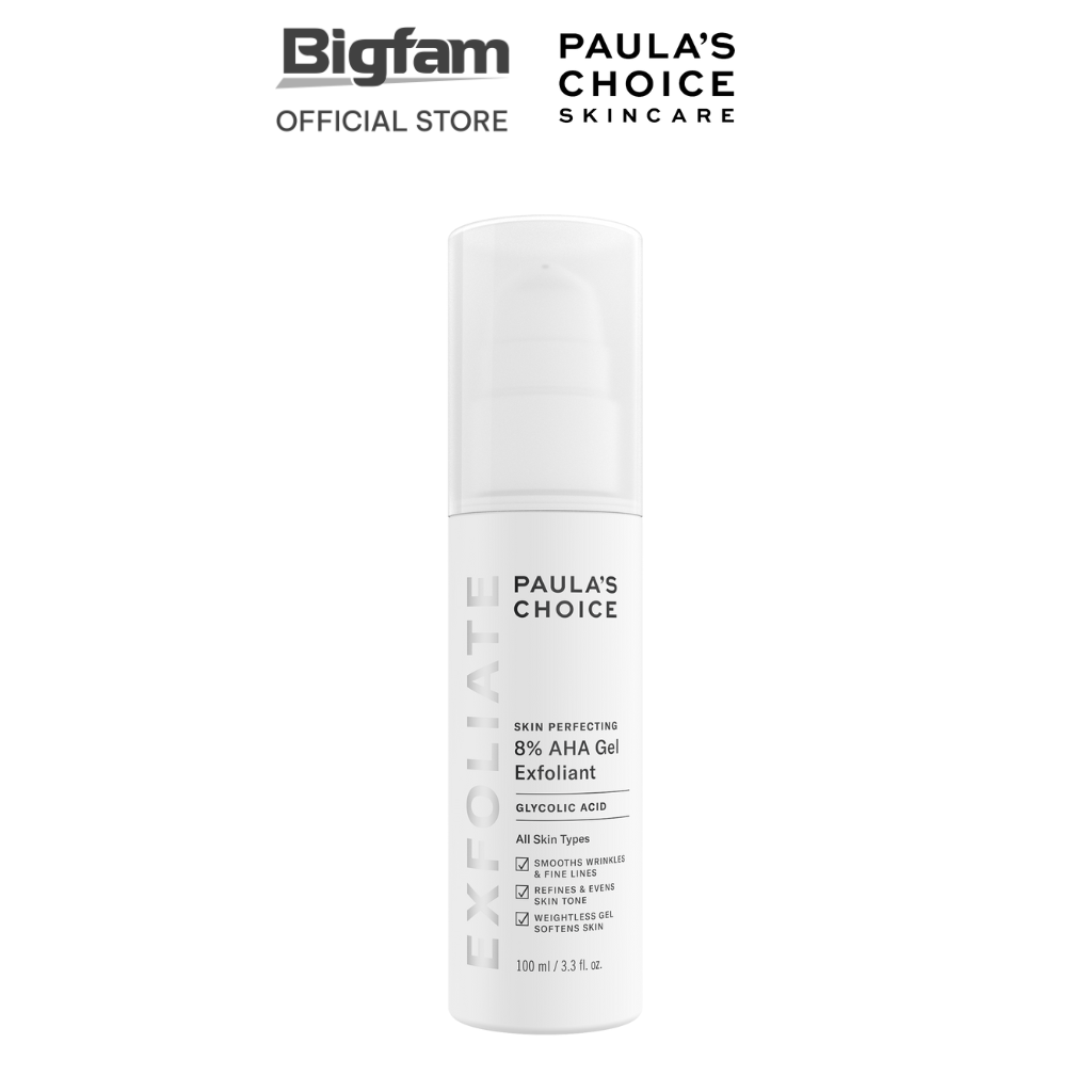 Gel giảm thiểu và ngăn ngừa tế bào chết hóa học Paula's Choice Skin Perfecting 8% AHA Gel Exfoliant 100ml