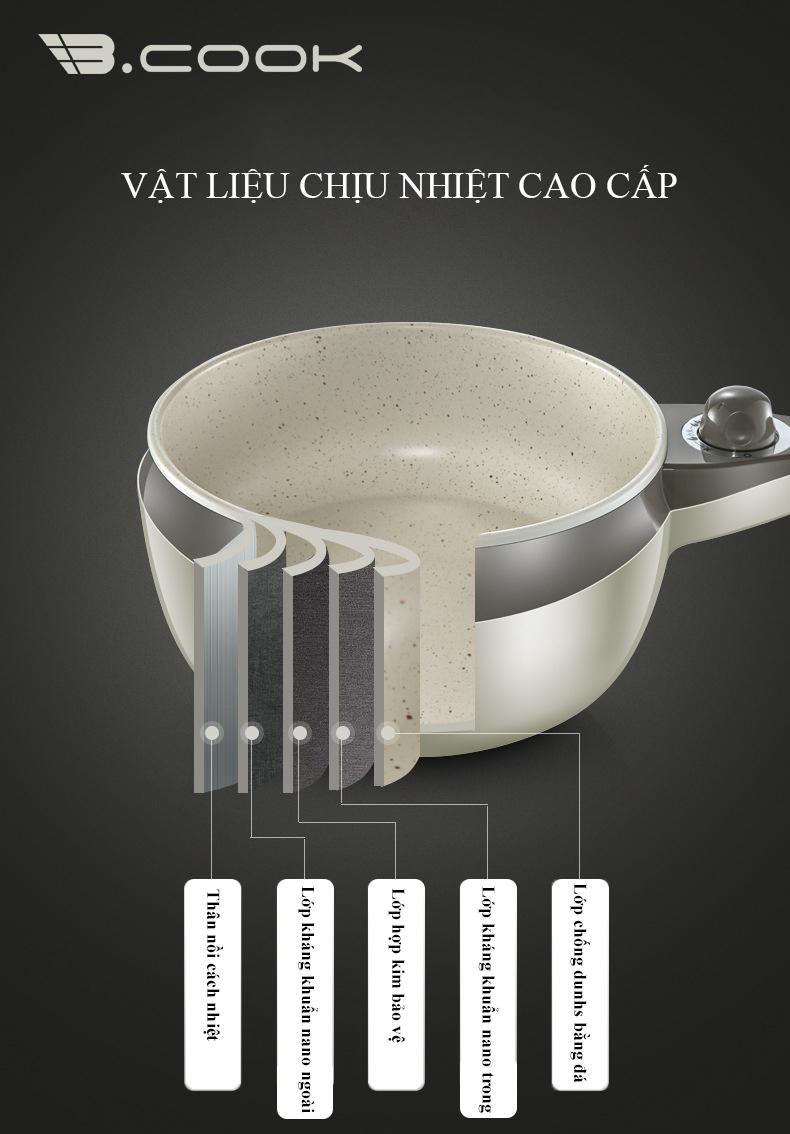 Nồi điện đa năng phủ chống dính cao cấp - Nồi lẩu điện gia đình Bcook 1.8L - Hàng nhập khẩu