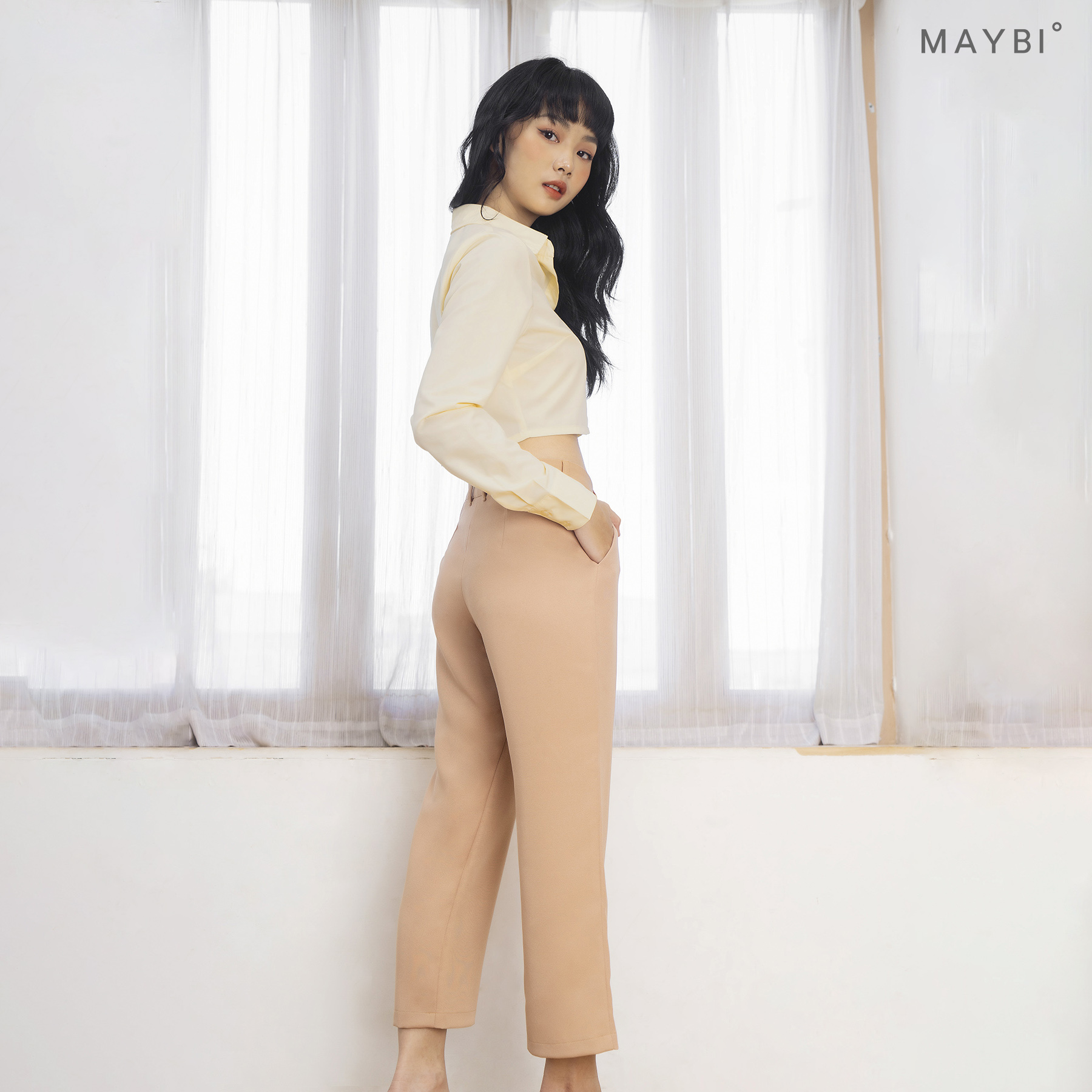 MAYBI - Quần tây beige cơ bản