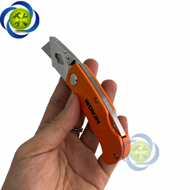 Dao rọc cáp loại xếp WORKIN 30119 kèm 5 lưỡi màu cam