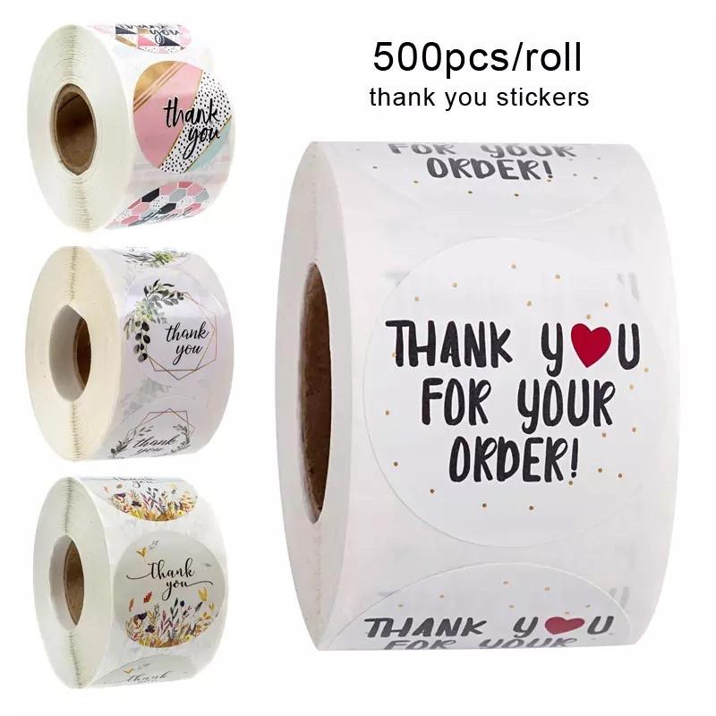 500 Tem dán thank you, handmade tem niêm phong trang trí đường kính 2.5