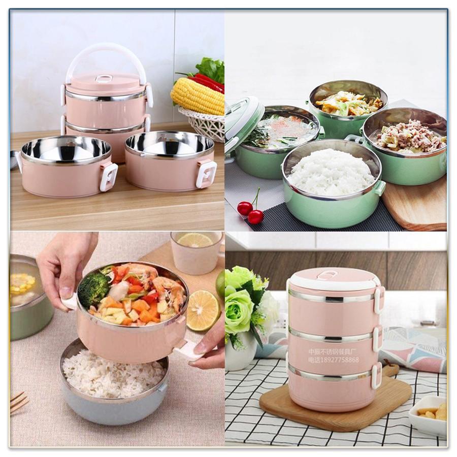 Cặp Lồng Giữ Nhiệt Đựng Cơm Đựng Thức Ăn - Cặp Lồng Lúa Mạch 4 Tầng