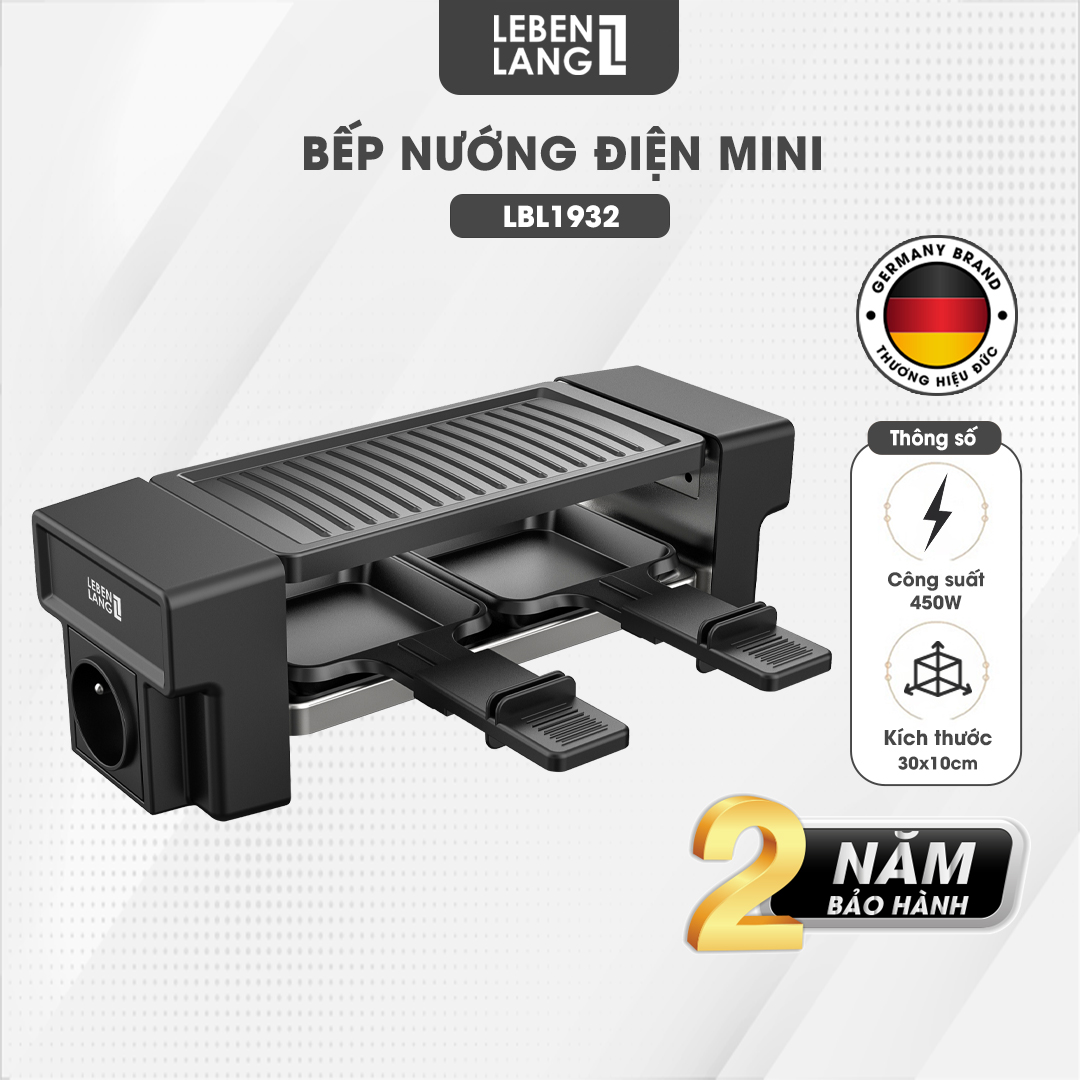 Bếp nướng điện mini Lebenlang LBL1932 và LBL1933 công suất 450W, bếp nướng không khói bảo hành 2 năm - hàng chính hãng