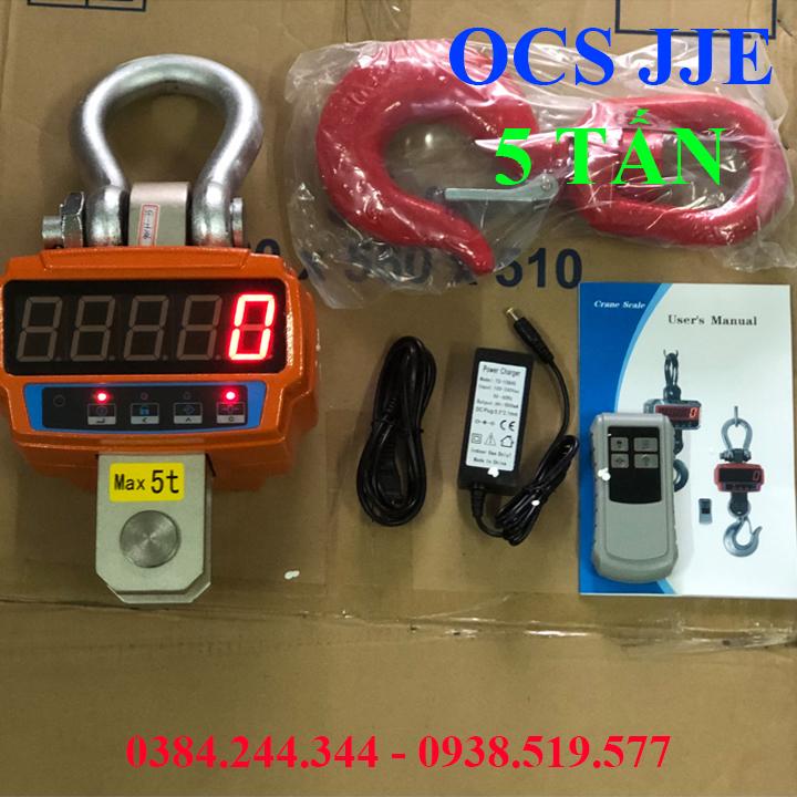 Cân treo điện tử, cân móc cẩu OCS JJE, Mức cân tối đa 5 tấn, độ chia 2kg, Móc treo xoay 360 độ có khóa chống trượt
