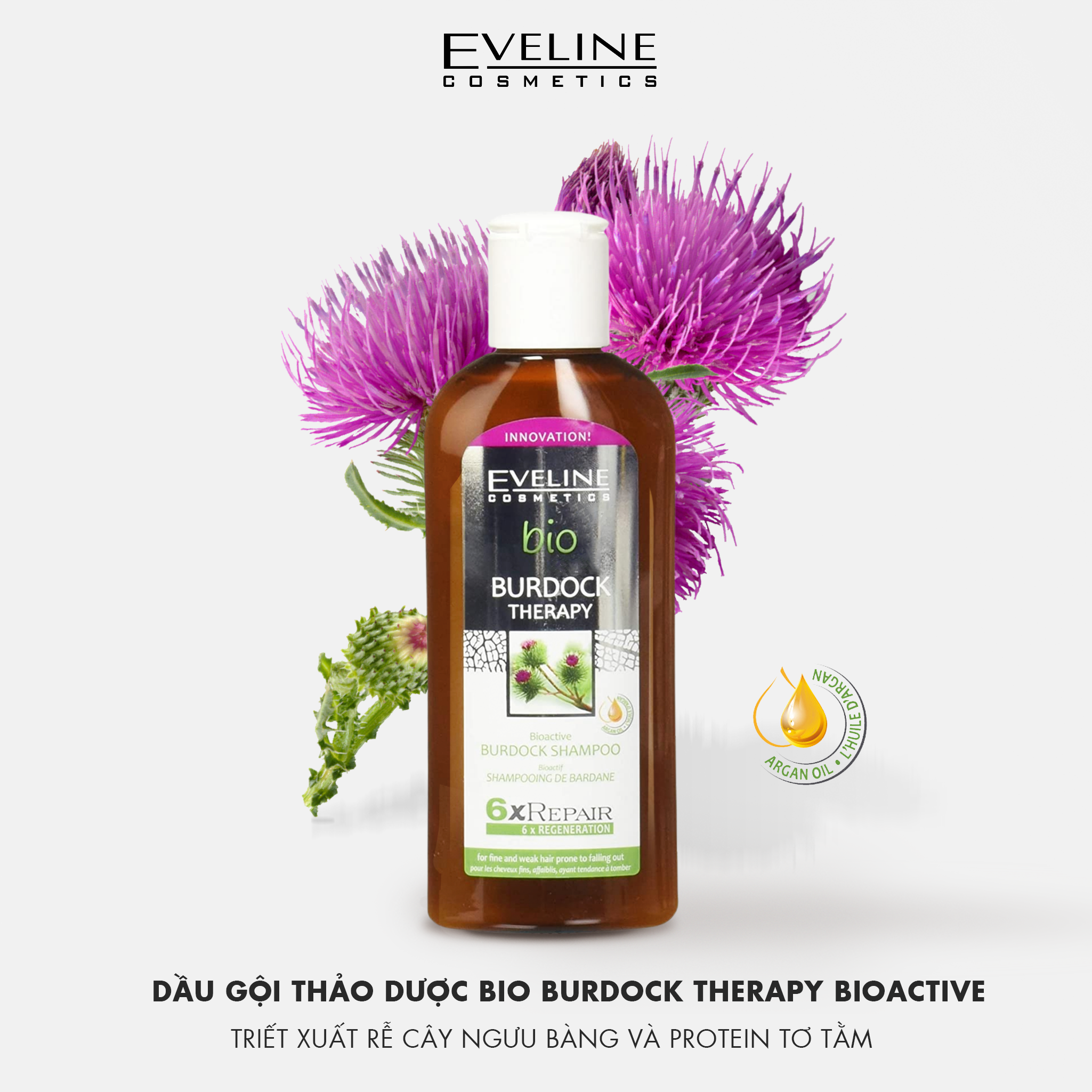 Dầu gội thảo dược Eveline bio burdock therapy bioactive shampoo ngăn ngừa rụng tóc - Chai 150ml