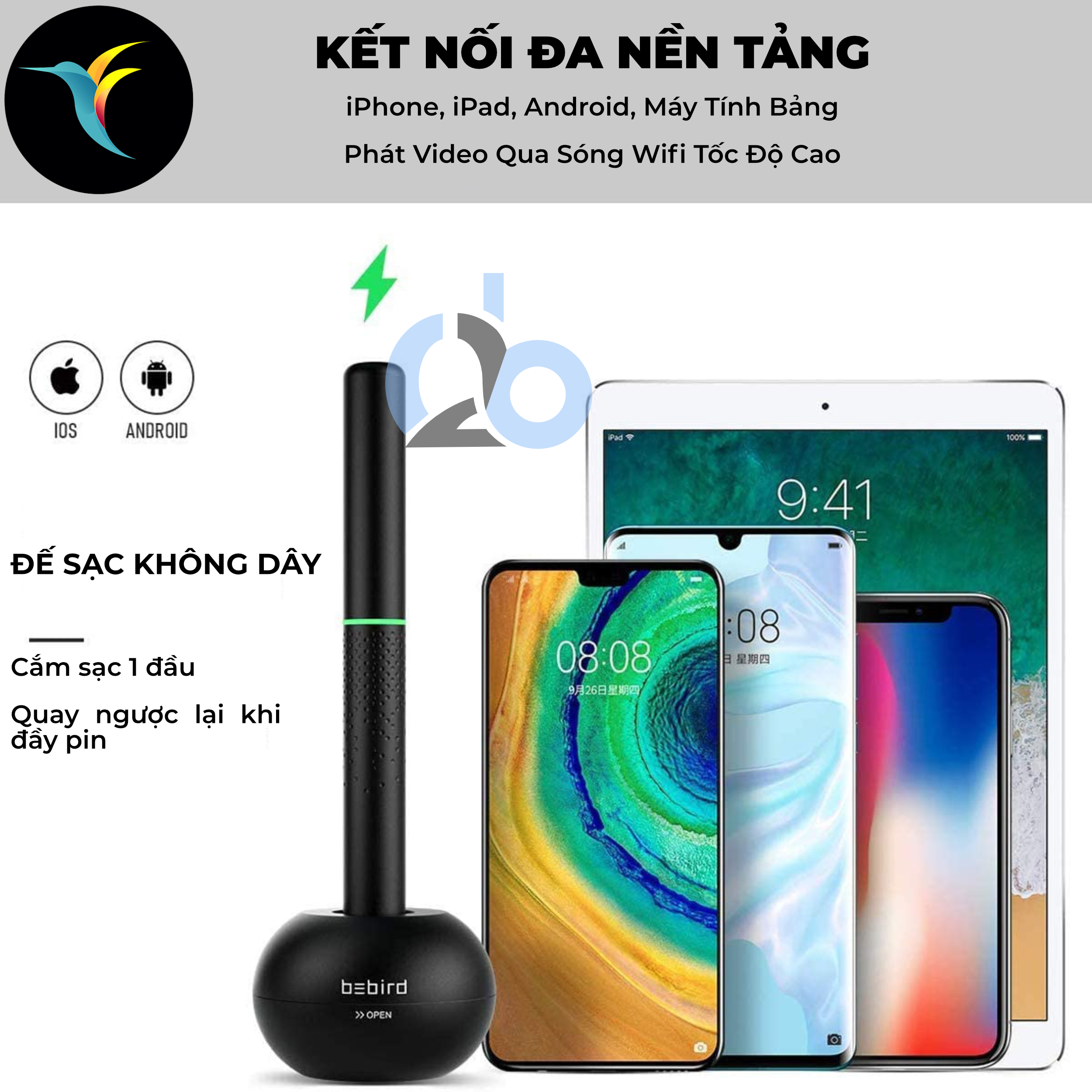 Ngoáy Tai Thông Minh Bebird M9 S, máy ngoáy tai thông minh cho người lớn và trẻ em. Bản nâng cấp với sạc chuẩn USB Type C