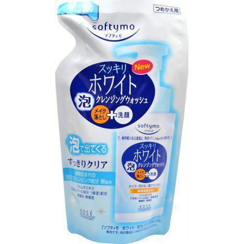 Sữa Rữa Mặt &amp; Tẩy Trang Tạo Bọt Dưỡng Trắng Softymo Kose Nhật Bản Túi Refill (180ml)