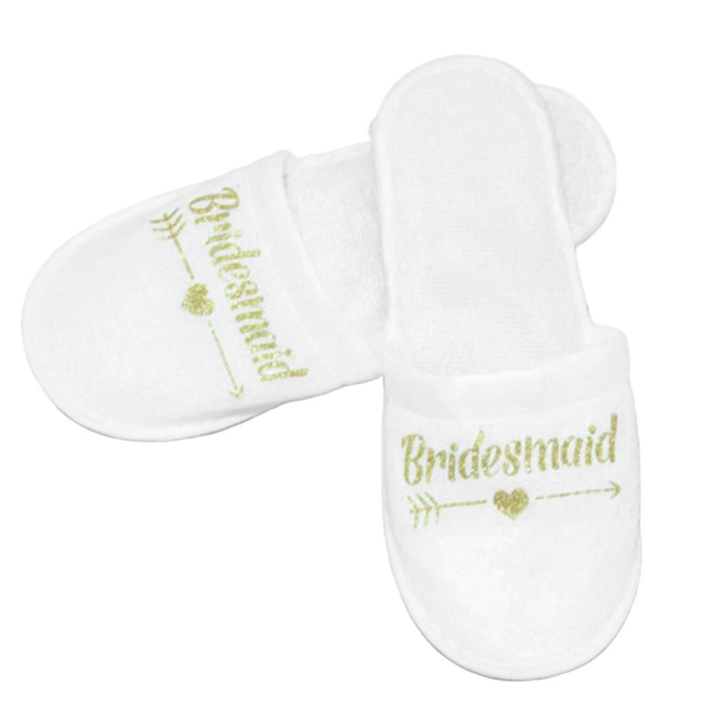 4 Pairs Wedding Party Slippers Gold