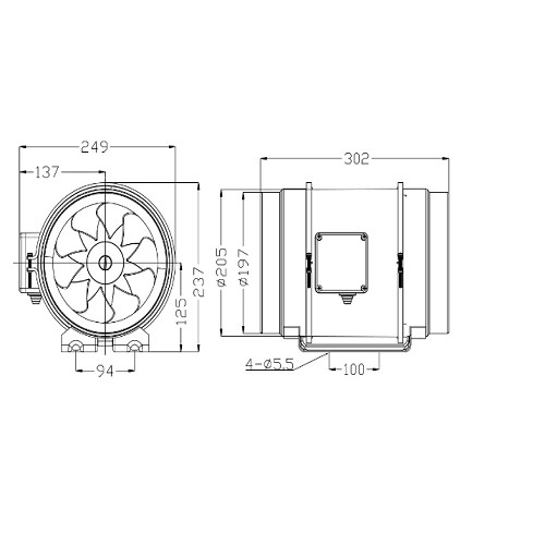 Quạt hút đồng trục Hon&amp;Guan HF-200P-Hàng Chính Hãng