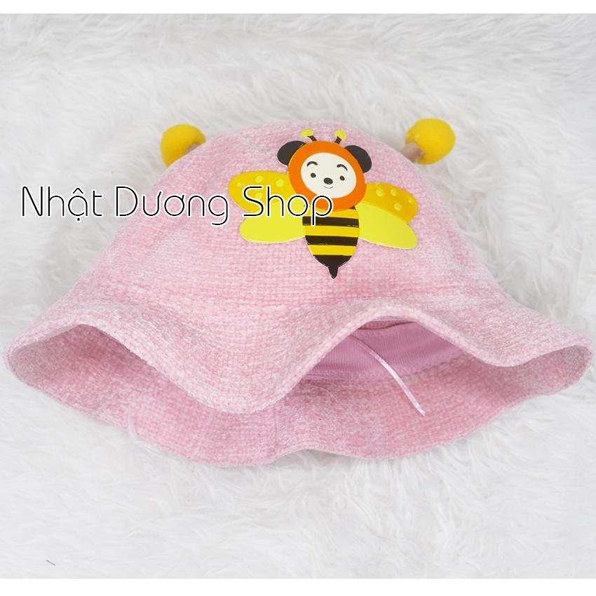Nón tai bèo vành gợn sóng mũ tai bèo vành rộng hàng Quảng Châu dán hình con ong vàng dành cho trẻ em từ 2-4 tuổi.
