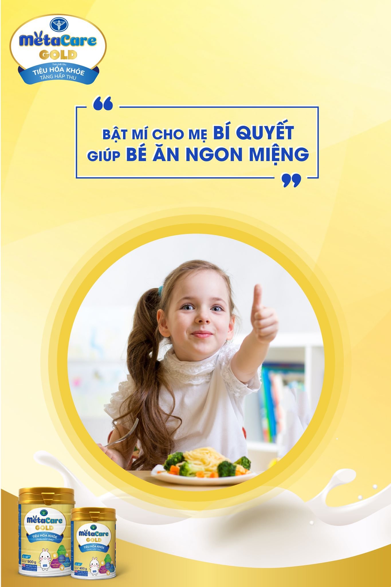 Sữa bột tốt cho bé Nutricare MetaCare Gold 1+, giúp cho bé tiêu hóa khỏe, tăng hấp thu