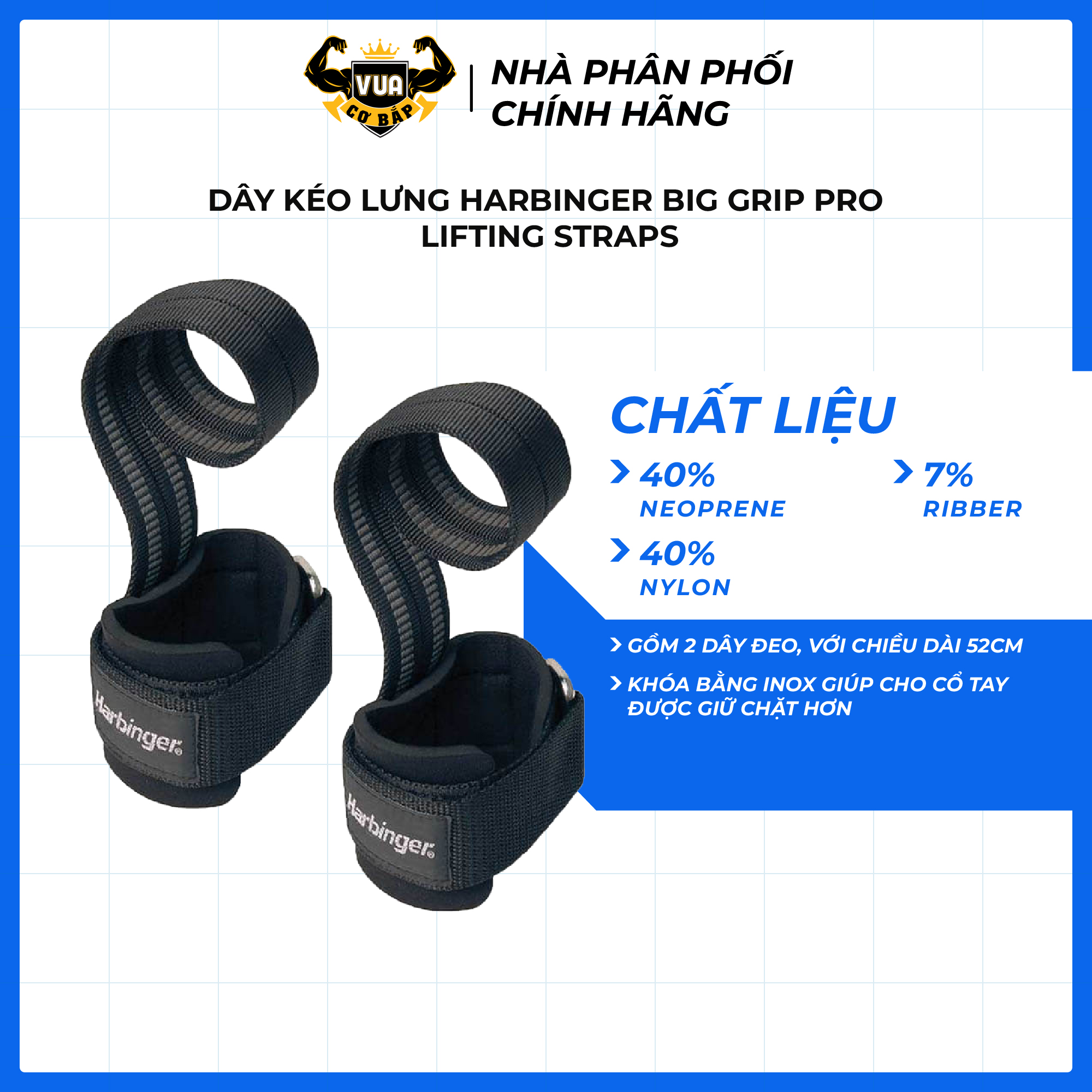 Dây Kéo Lưng Tập Gym Harbinger Pro Big Grip