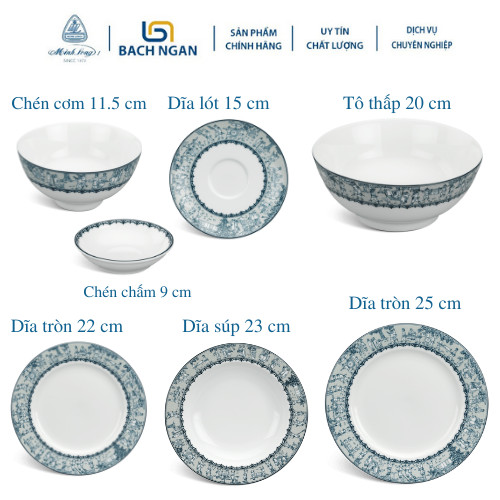 Bộ chén dĩa sứ Minh Long 6 người - 24 sản phẩm - Jasmine Vinh Quy Nhạt dùng cho gia đình, sứ đẹp cao cấp, dùng trong gia đình, đãi khách, quà tặng tân gia