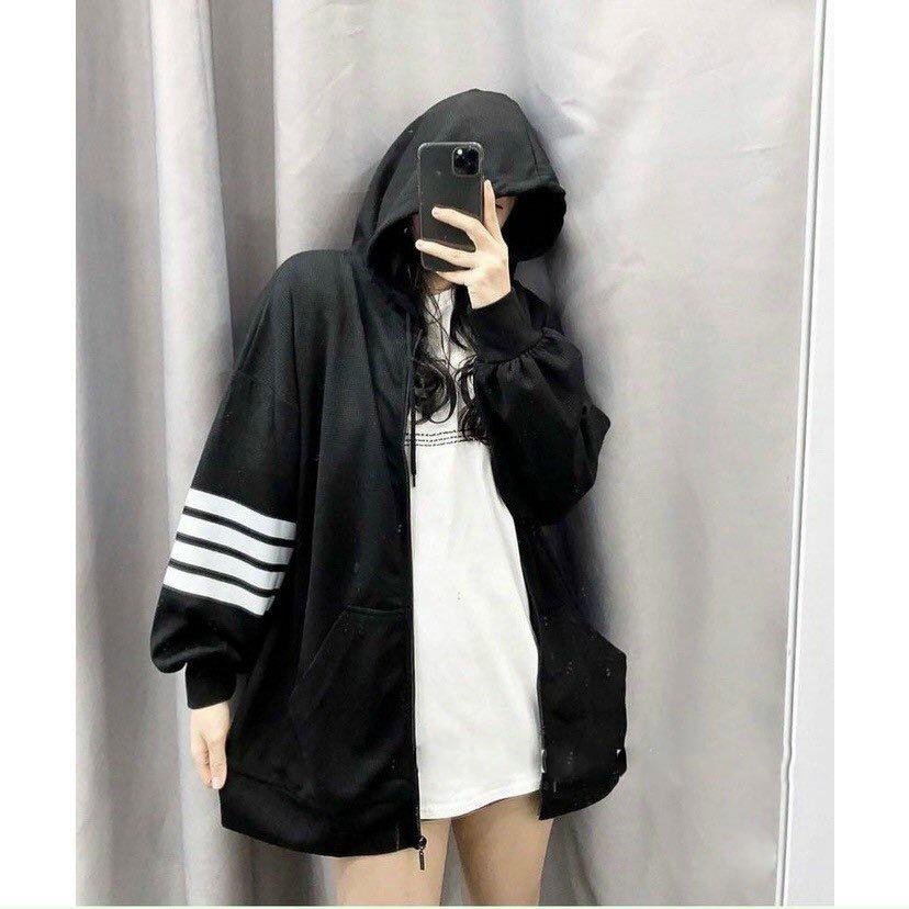 Áo Khoác Nỉ Trơn SỌC TAY 3 MÀU HOODIE ZIP Unisex Nam Nữ (Ảnh Thật/Có Sẵn)