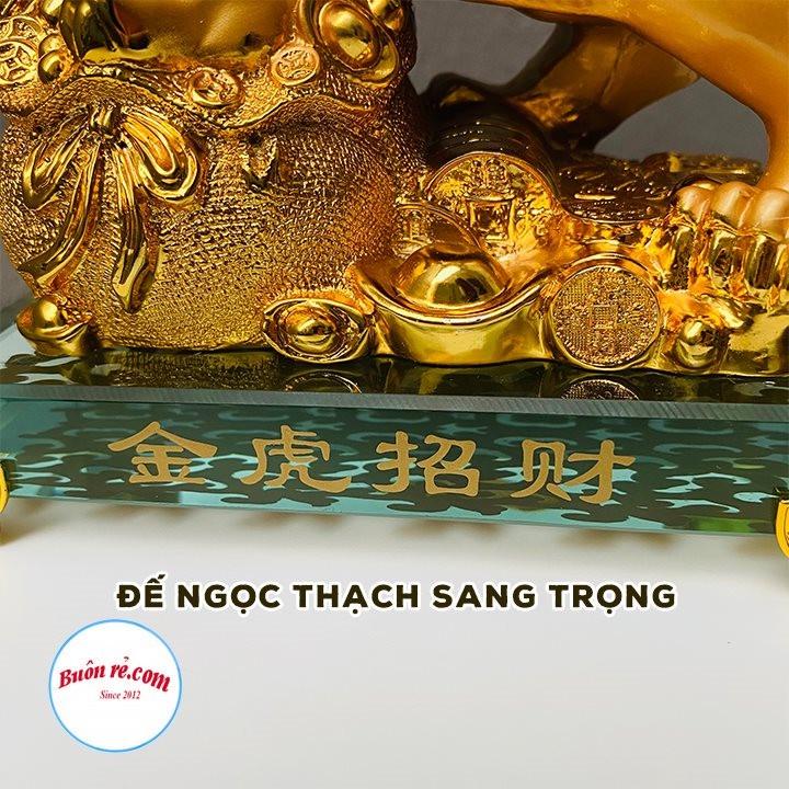 Hổ vàng lưng ngọc phước đáo chiêu tài lộc đế thuỷ tinh size nhỏ 01498