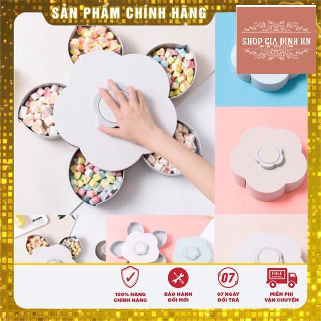 Khay đựng mứt tết, bánh kẹo hoa quả 1 tầng 5 cánh xoay 360 độ sang trọng tiện dụng