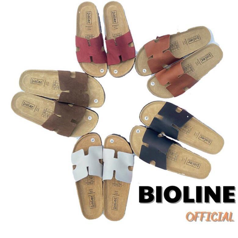 Dép da bò birken dép quai ngang chữ H đế trấu Bioline unisex B04 - Bioline Official