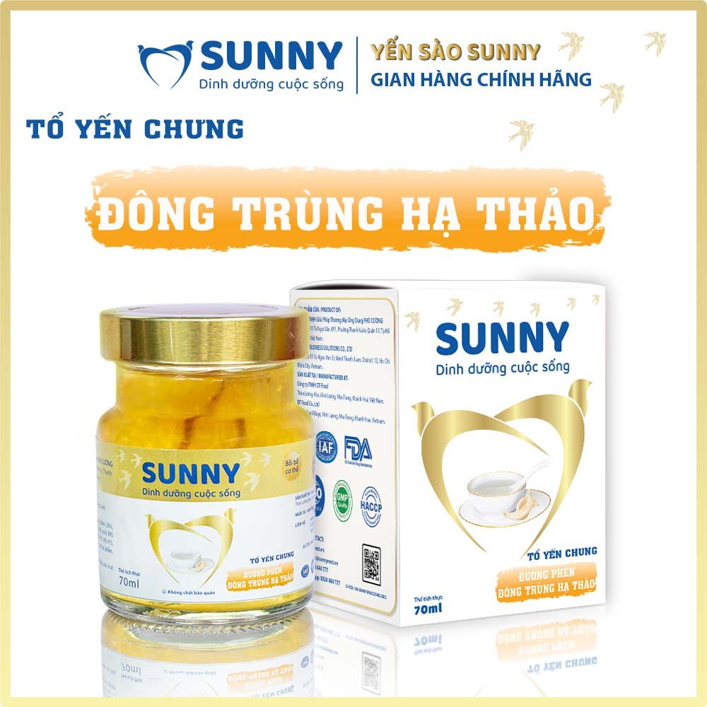 Yến đông trùng hạ thảo - Yến Sào Khánh Hòa chưng sẳn - 25% Yến thô - 70ml/hũ - Yến sào SUNNY