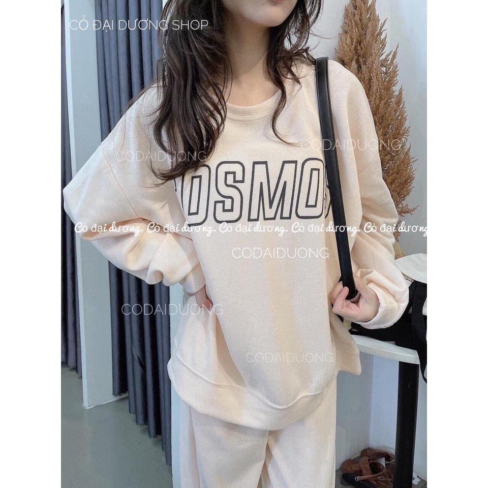 Sét Bộ Nữ, Set Bộ Nỉ Bông Cosmos Áo Hoodie Dài Tay Quần Bom Bo Gấu Chất Siêu Dày Dặn Phong Cách Thể Thao