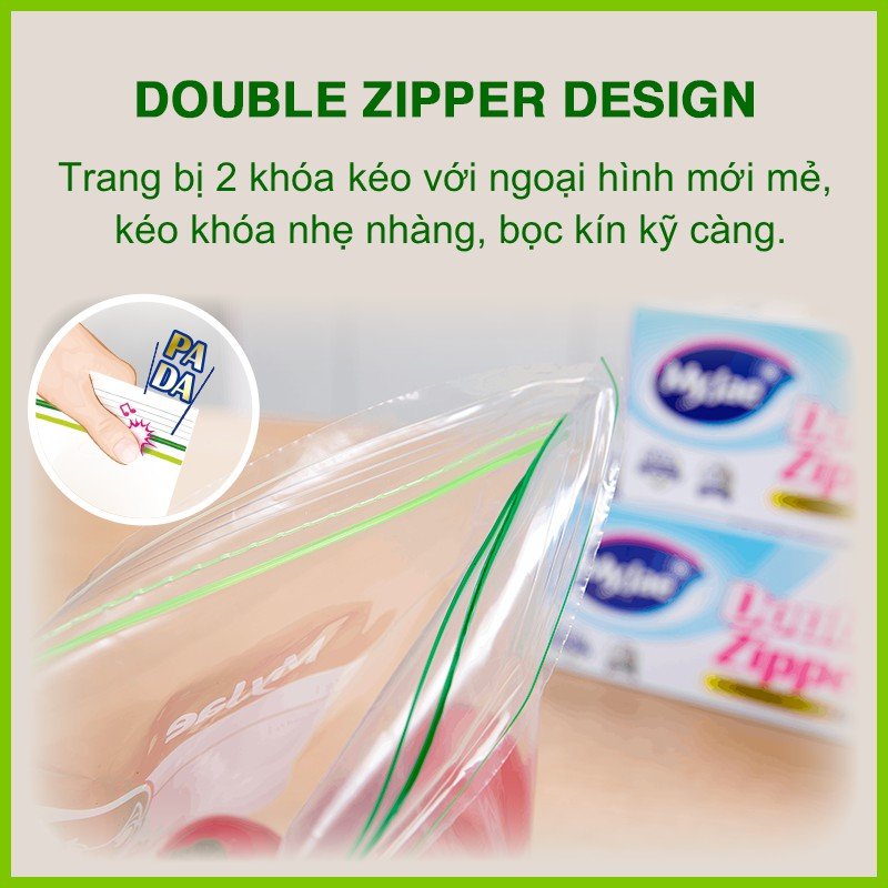 (Chọn Size) Túi Zip PE Trong Suốt 2 Đường Kéo MyJae, Túi Bọc Đồ Ăn, Rau Củ Bảo Quản Trong Tủ Lạnh