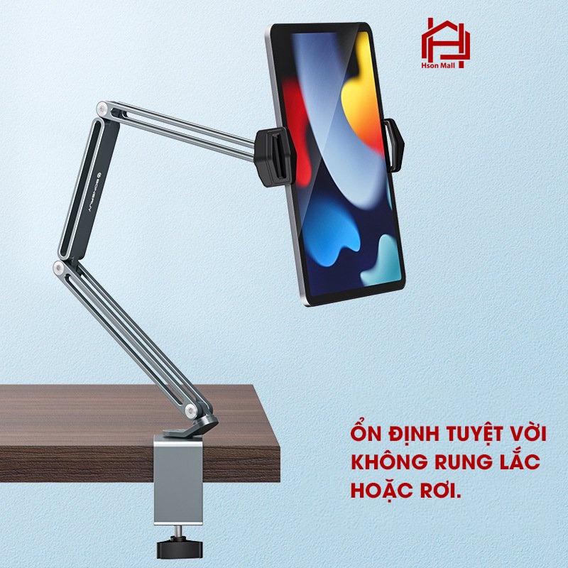 Kẹp ipad điện thoại cạnh bàn, giá đỡ máy tính bảng cao cấp hợp kim nhôm siêu bền