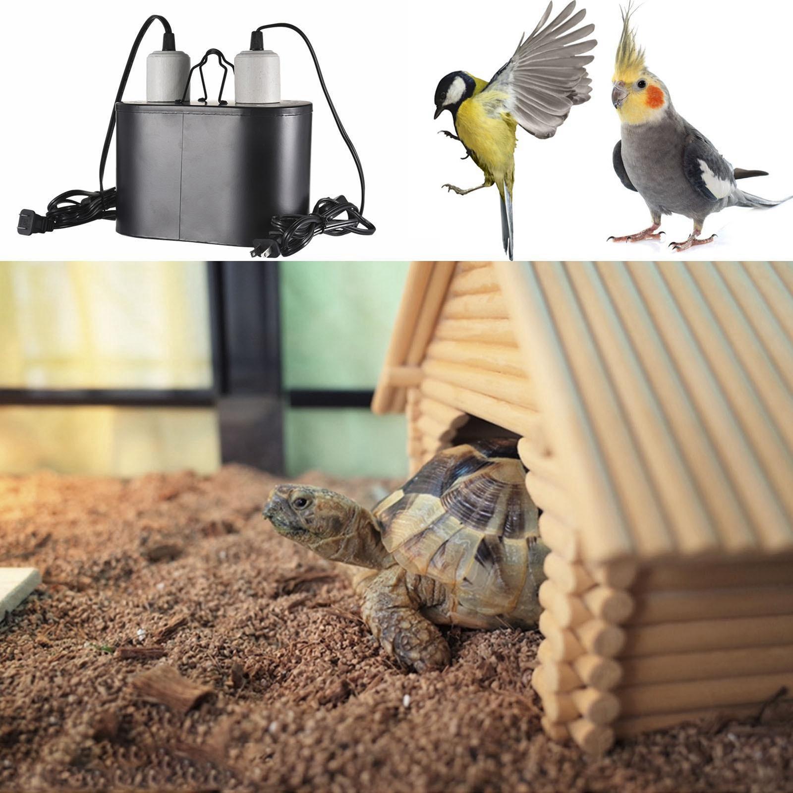 Reptile Heat Lamp Base, Basking Spot Lamp Holder & 2 Switches, UVA UVB Reptile Lamp Fixture E27 Holder for Lizard Turtle Snake Amphibian & Aquarium