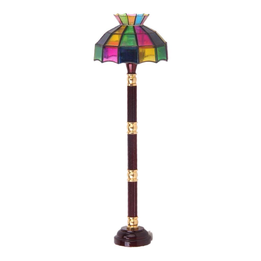 2x Modern 1/12 Scale Dollhouse Table Lamp with Floor Light Model Living Room Supplies Decor