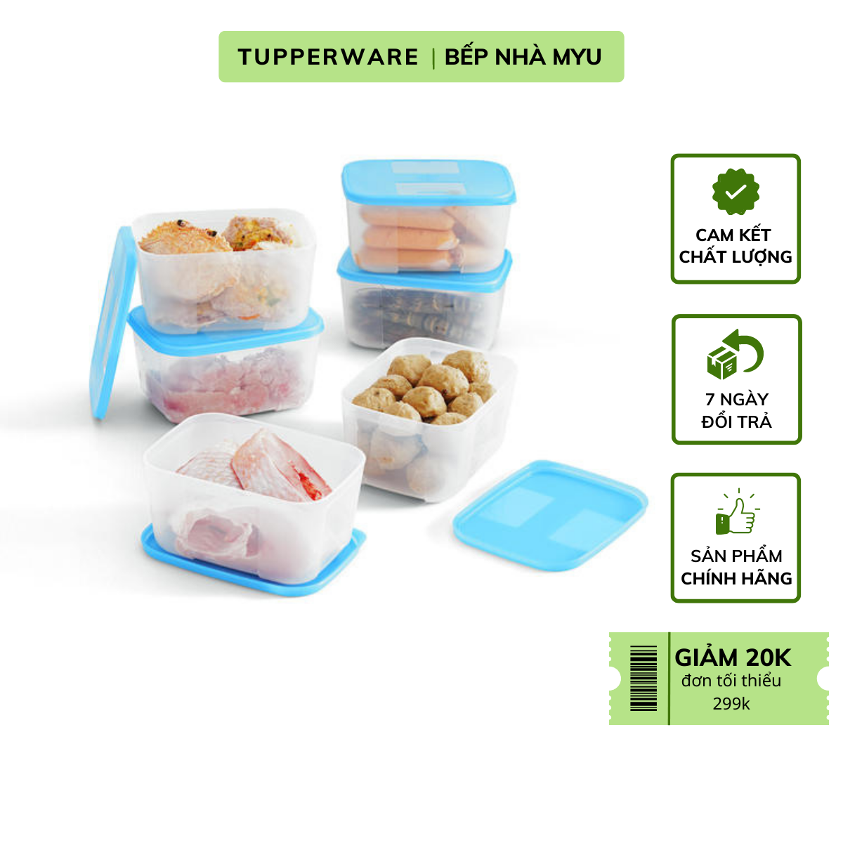 Bộ Hộp Tupperware Trữ Đông Freezermate 650ml (6 Hộp) - Hàng Chính Hãng