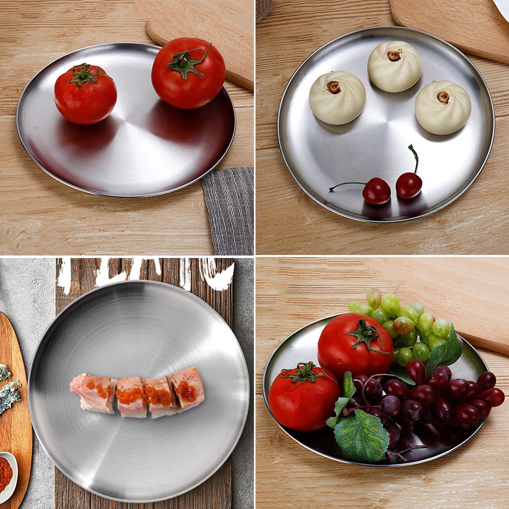 Stainless steel shallow dish barbecue plate fruit plate dinner plate