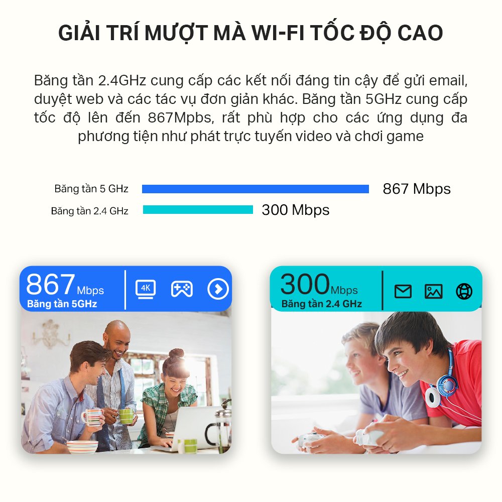 Router Wifi Băng Tần Kép TP-Link Archer C6 Gigabit AC1200 MU-MIMO - Hàng Chính Hãng