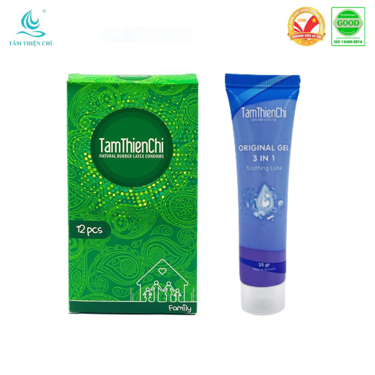 Gel bôi trơn Tâm Thiện Chí 25g và Bao cao su TTC Family hộp 12 cái