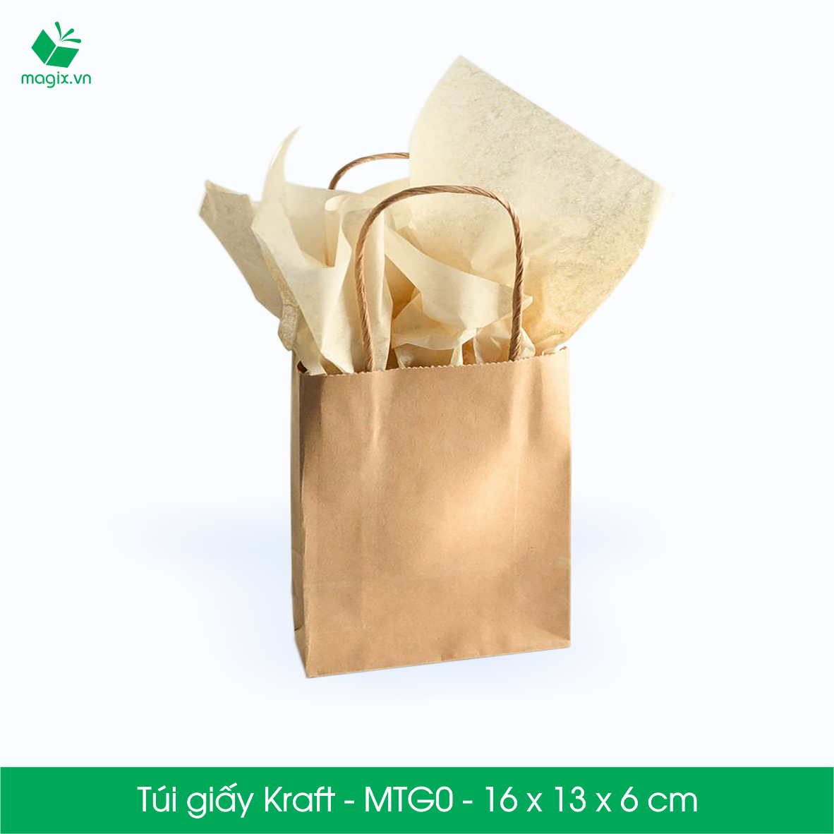 MTG0 MTG0T - 16x13x6 cm - Combo 300 túi giấy Kraft Nhật cao cấp