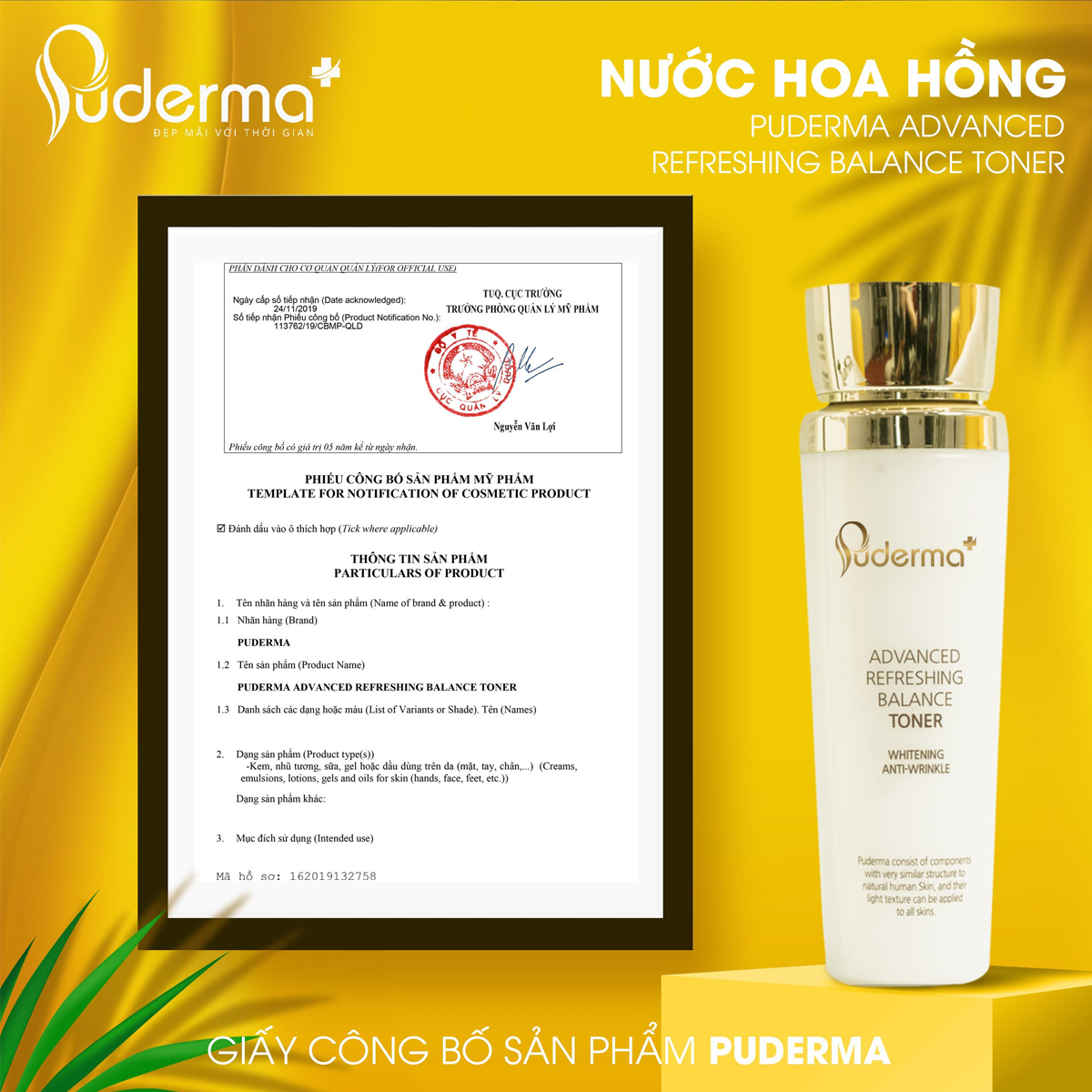 Combo dưỡng da chuyên sâu: Toner Puderma 130ml, Serum Puderma 60ml và Kem đêm Puderma 50 ml giúp dưỡng ẩm