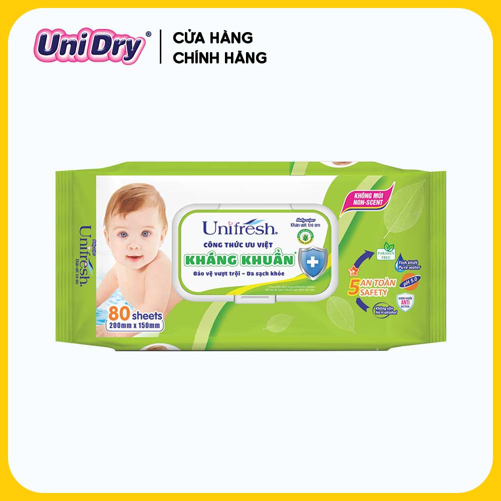 [Qùa tặng không bán] Khăn ướt UniFresh Vitamin E 80pcs