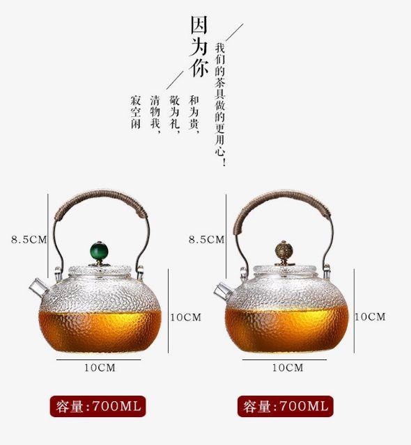 Ấm trà thủy tinh dùng đun trực tiếp trên bếp điện bếp ga 700ml
