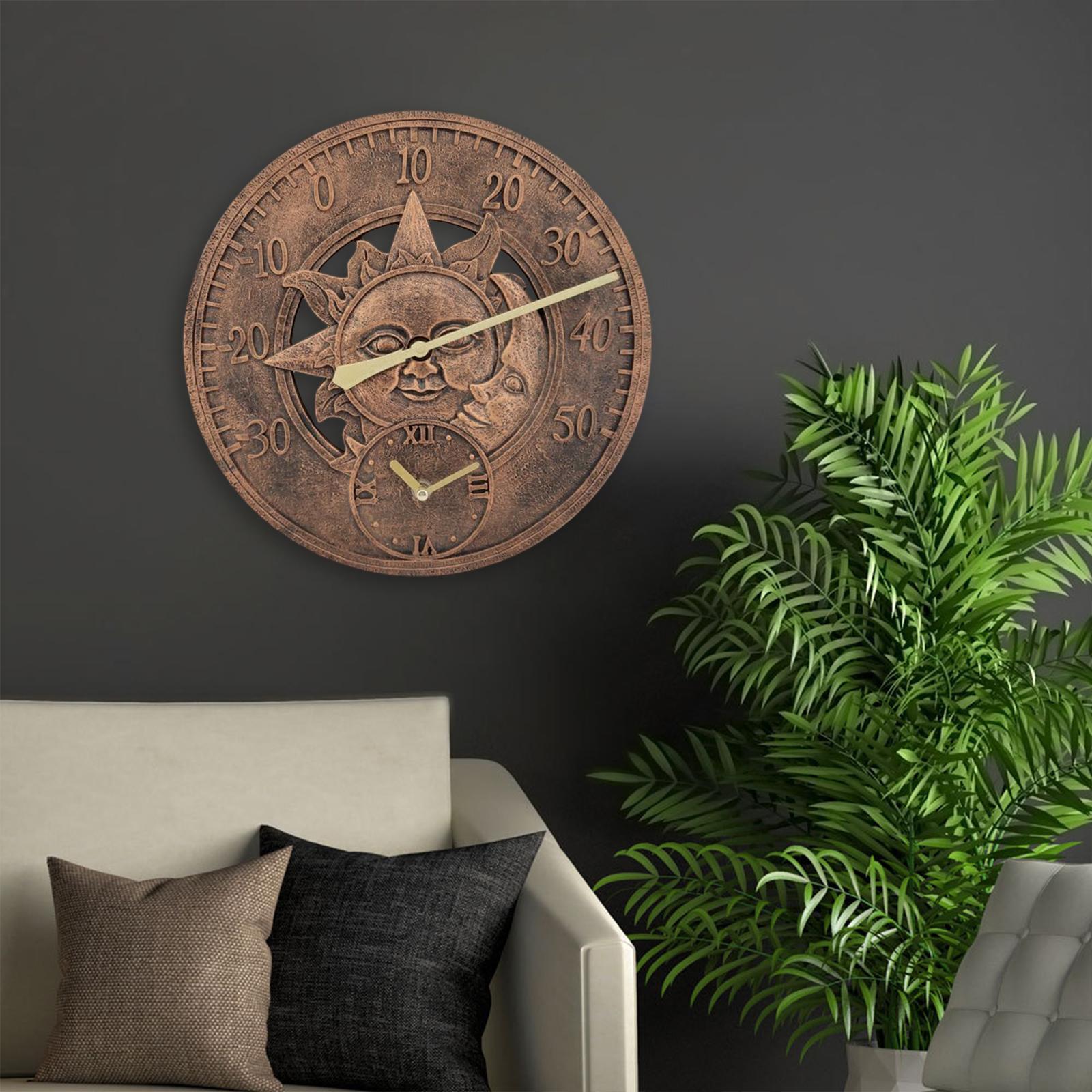 Wall Clock Waterproof Temperature Display Silent Non Ticking Living Room