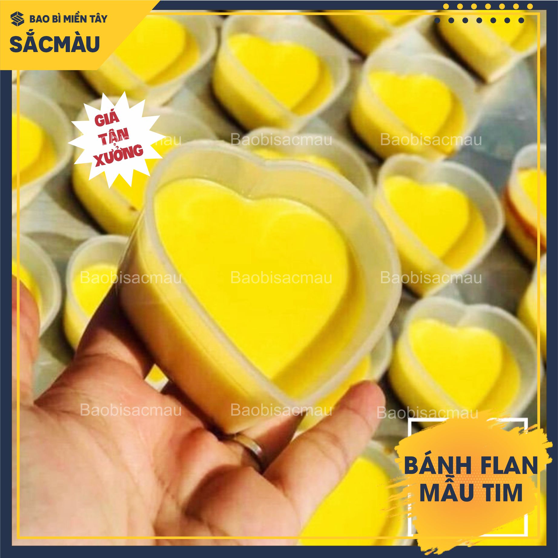 50 Khuôn nhựa làm bánh flan, rau câu, bánh da lợn hình trái tim kèm nắp đẹp mắt