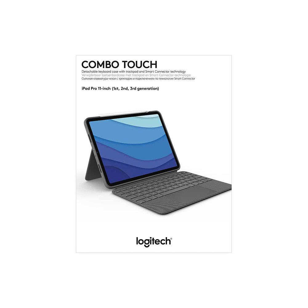 Bao da kèm bàn phím Logitech Combo Touch iPad Pro 11 inch gen 1, 2, 3 (2021) - Backlit keys có thể tháo rời, Trackpad siêu nhạy - Hàng chính hãng