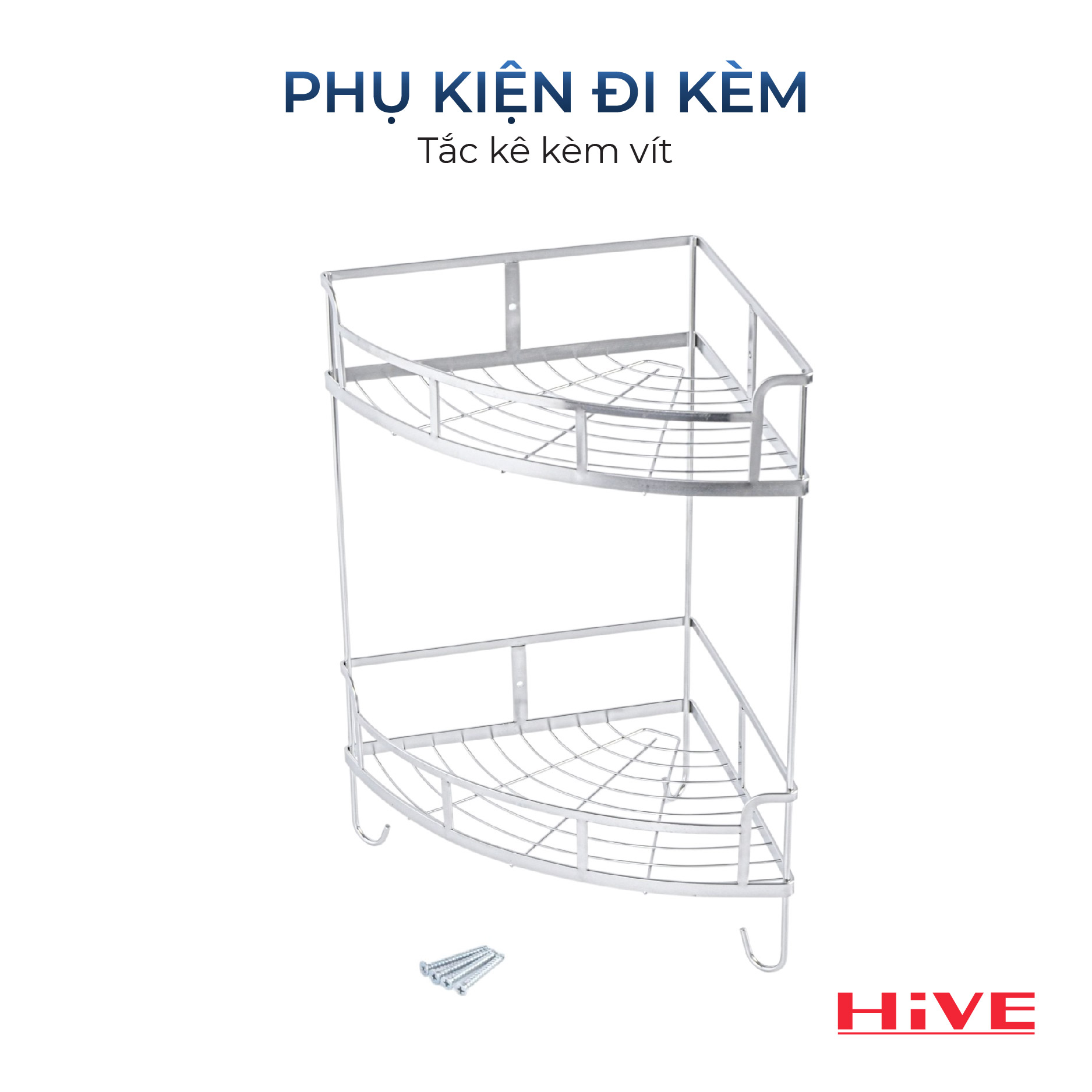 Kệ tam giác 2 tầng treo tường HiVE Inox 304