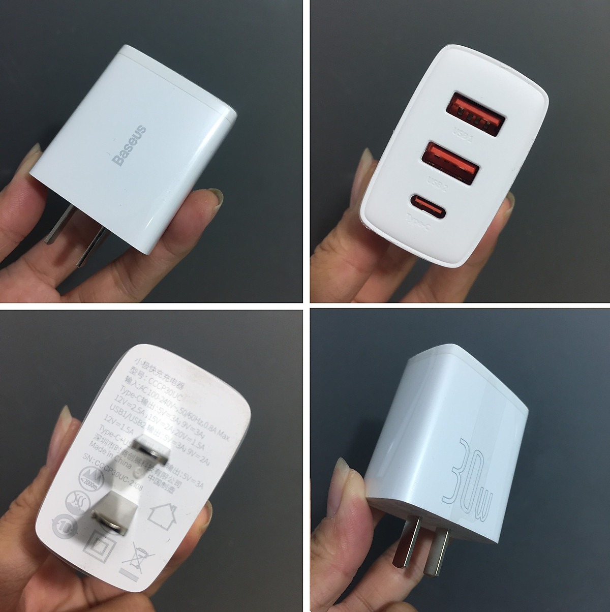 Củ sạc nhanh Baseus Compact Quick Charger PD 30W - Hàng Chính Hãng