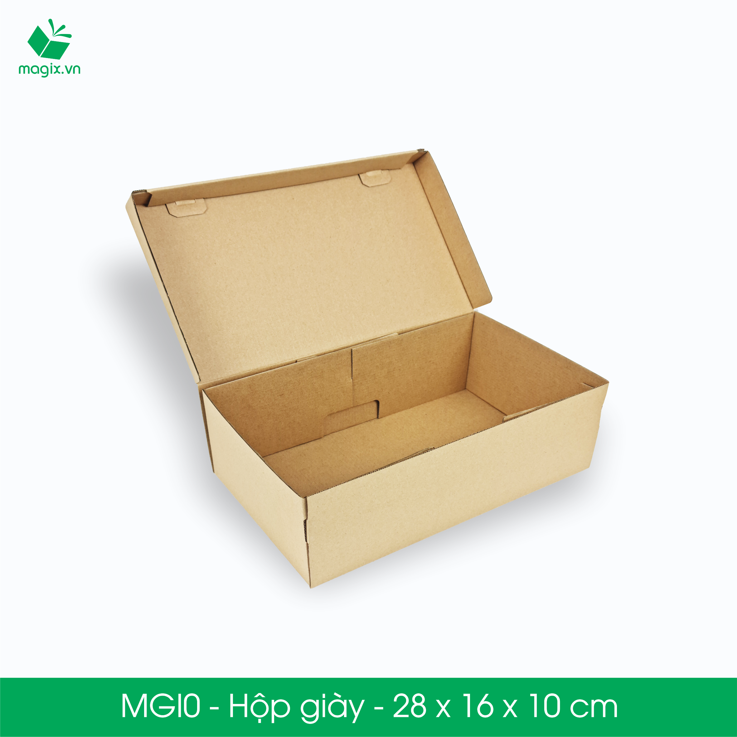 MGI0 - 28x16x10cm - 100 Hộp giày - Thùng hộp carton trơn đóng hàng